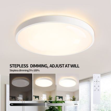 Brilagi - LED Dimmable ceiling light GLASS POOL DOUBLE LED/60W/230V 3000-6000K 50 cm white + remote control