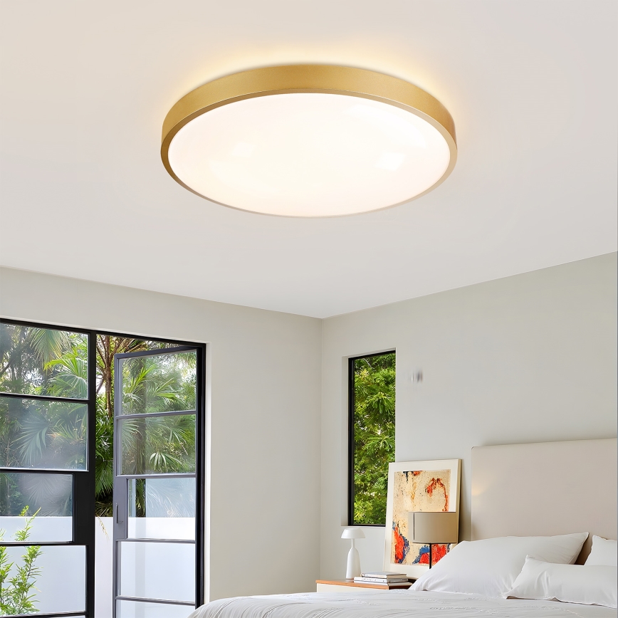 Brilagi - Dimmable LED Ceiling Light GLASS POOL DOUBLE LED/60W/230V 3000-6000K 50 cm Gold + Remote Control
