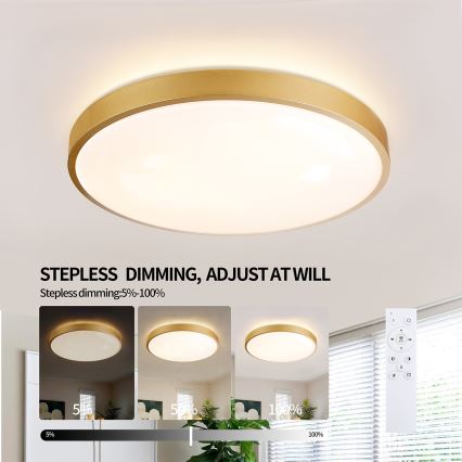 Brilagi - Dimmable LED Ceiling Light GLASS POOL DOUBLE LED/60W/230V 3000-6000K 50 cm Gold + Remote Control