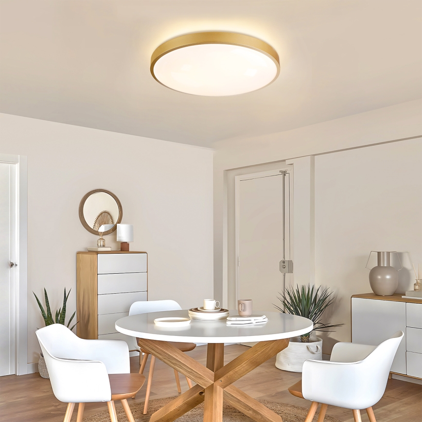 Brilagi - Dimmable LED Ceiling Light GLASS POOL DOUBLE LED/60W/230V 3000-6000K 50 cm Gold + Remote Control