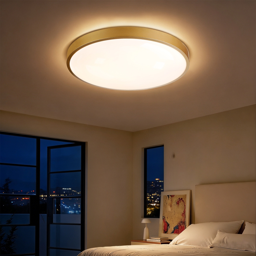 Brilagi - Dimmable LED Ceiling Light GLASS POOL DOUBLE LED/60W/230V 3000-6000K 50 cm Gold + Remote Control