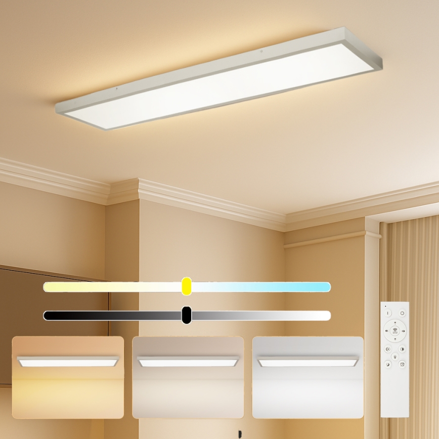 Brilagi - Dimmable LED bathroom ceiling light FRAME SMART LED/50W/230V 120x30 cm 3000-6000K IP44 silver + remote control