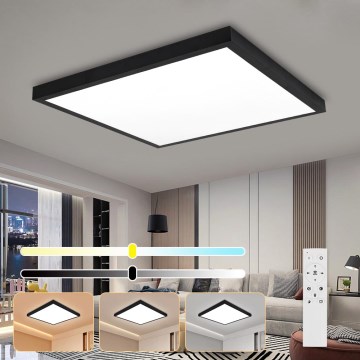 Brilagi - Dimmable LED bathroom ceiling light FRAME SMART LED/50W/230V 60x60 cm 3000-6000K IP44 black + remote control