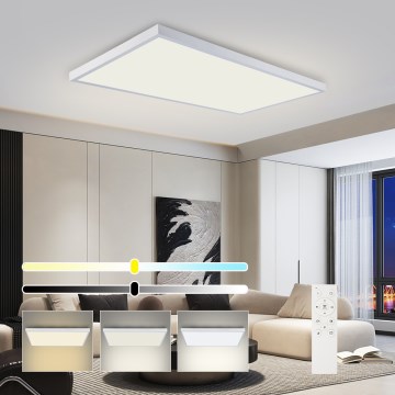 Brilagi - Dimmable LED Bathroom Ceiling Light FRAME SMART LED/96W/230V 120x60 cm 3000-6000K IP44 White + Remote Control