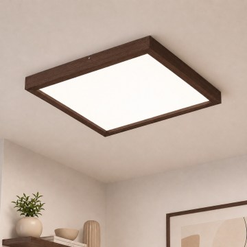 BRILAGI - Dimmable LED bathroom ceiling light WOODY FRAME LED/50W/230V oak/walnut 60x60 cm 3000-6000K IP44 + remote control