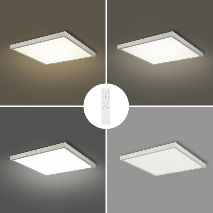 Brilagi - Dimmable Bathroom Ceiling Light FRAME SMART LED/50W/230V 60x60 cm 3000-6000K IP44 Silver + Remote Control