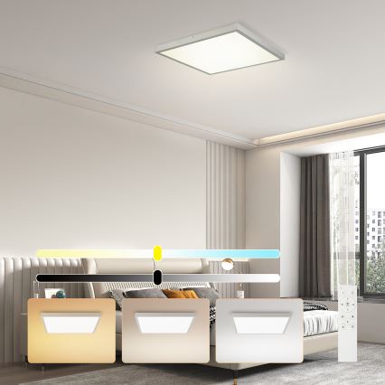 Brilagi - Dimmable Bathroom Ceiling Light FRAME SMART LED/50W/230V 60x60 cm 3000-6000K IP44 Silver + Remote Control