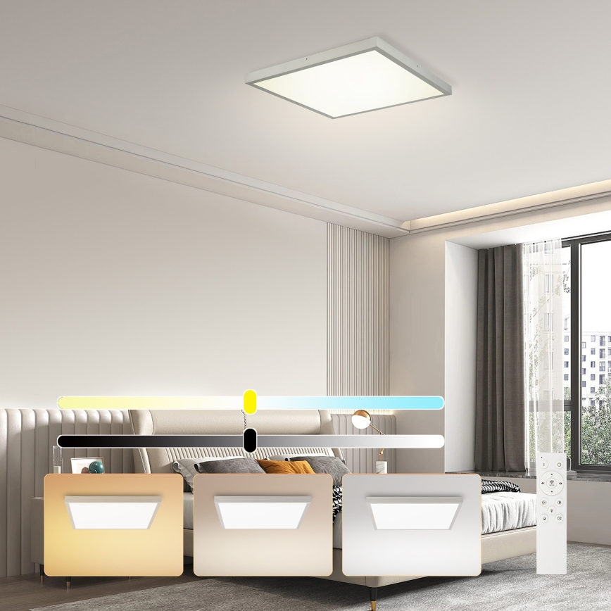 Brilagi - Dimmable Bathroom Ceiling Light FRAME SMART LED/50W/230V 60x60 cm 3000-6000K IP44 Silver + Remote Control