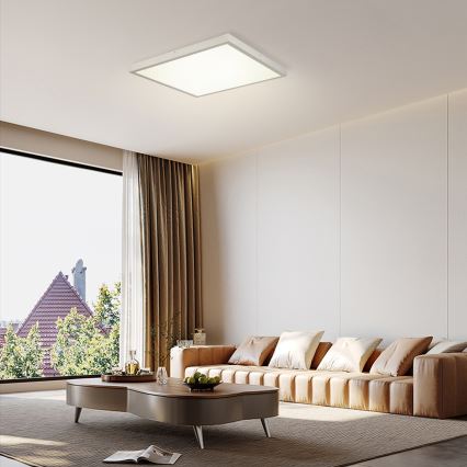 Brilagi - Dimmable Bathroom Ceiling Light FRAME SMART LED/50W/230V 60x60 cm 3000-6000K IP44 Silver + Remote Control