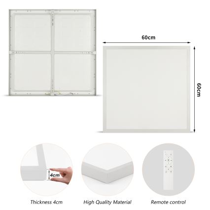Brilagi - Dimmable Bathroom Ceiling Light FRAME SMART LED/50W/230V 60x60 cm 3000-6000K IP44 Silver + Remote Control