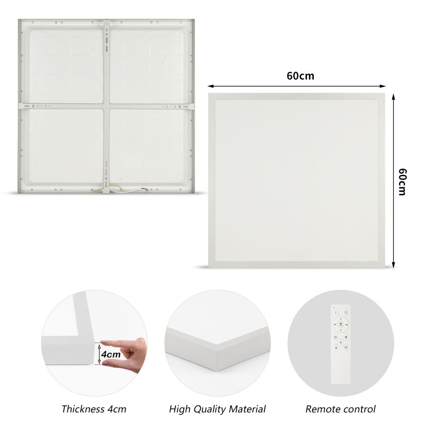 Brilagi - Dimmable Bathroom Ceiling Light FRAME SMART LED/50W/230V 60x60 cm 3000-6000K IP44 Silver + Remote Control