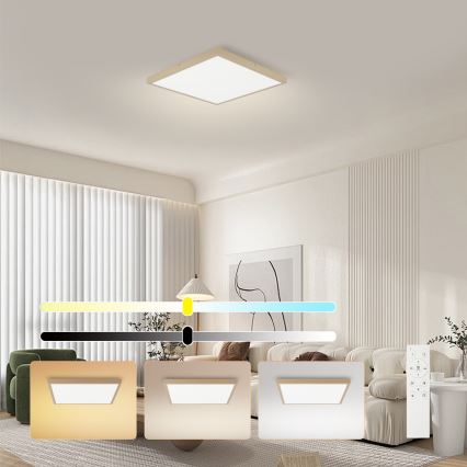 Brilagi - FRAME SMART Dimmable LED Bathroom Ceiling Light 50W/230V 60x60 cm 3000-6000K IP44 Beige + Remote Control