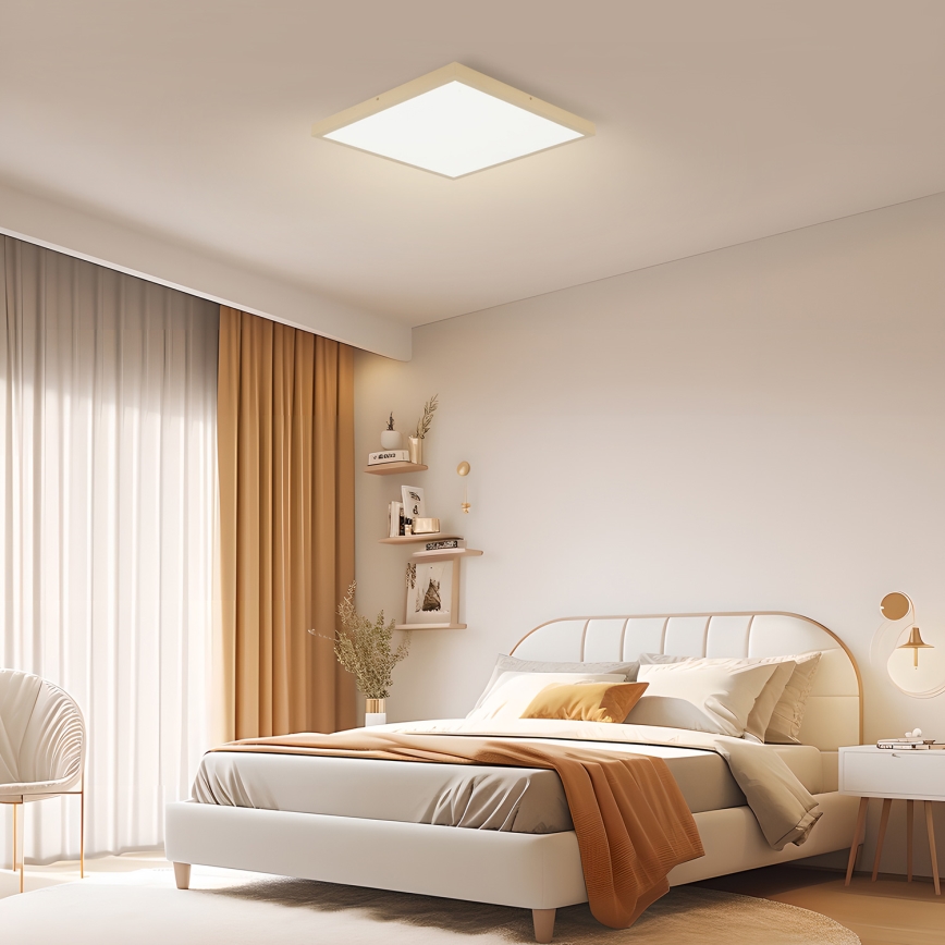 Brilagi - FRAME SMART Dimmable LED Bathroom Ceiling Light 50W/230V 60x60 cm 3000-6000K IP44 Beige + Remote Control