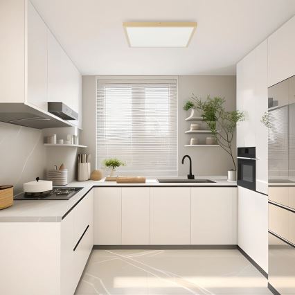 Brilagi - FRAME SMART Dimmable LED Bathroom Ceiling Light 50W/230V 60x60 cm 3000-6000K IP44 Beige + Remote Control