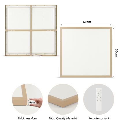 Brilagi - FRAME SMART Dimmable LED Bathroom Ceiling Light 50W/230V 60x60 cm 3000-6000K IP44 Beige + Remote Control