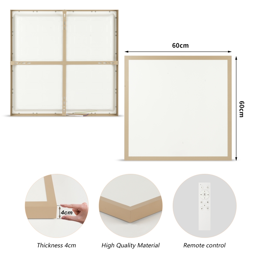 Brilagi - FRAME SMART Dimmable LED Bathroom Ceiling Light 50W/230V 60x60 cm 3000-6000K IP44 Beige + Remote Control