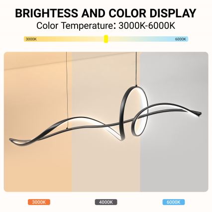 BRILAGI - LED Dimmable cable-suspended pendant light SIGNATURE LED/55W/230V 3000-6000K 120x23 cm black + remote control