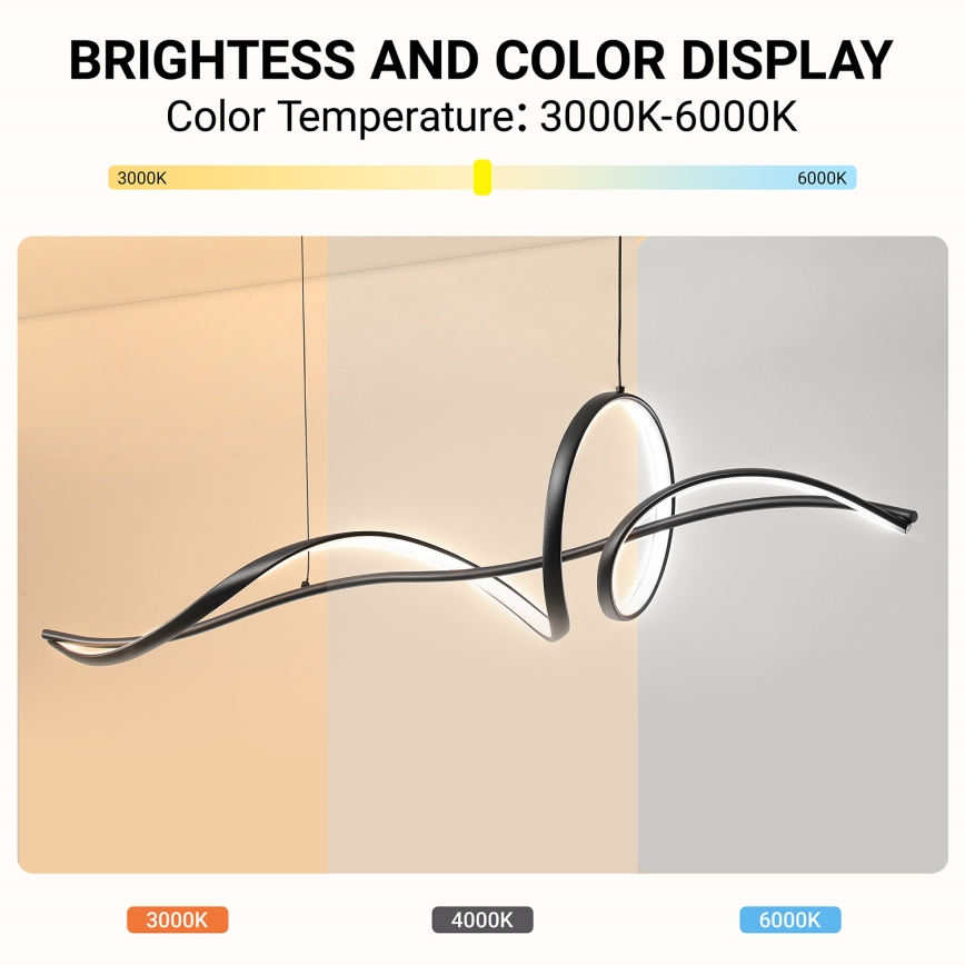 BRILAGI - LED Dimmable cable-suspended pendant light SIGNATURE LED/55W/230V 3000-6000K 120x23 cm black + remote control