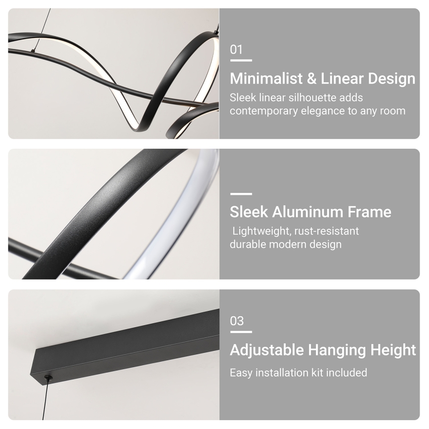 BRILAGI - LED Dimmable cable-suspended pendant light SIGNATURE LED/55W/230V 3000-6000K 120x23 cm black + remote control