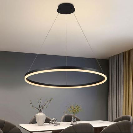 Brilagi - CIRCLE LED Dimmable Cable-Suspended Pendant LED/55W/230V 3000-6500K dia. 80 cm Black + Remote Control