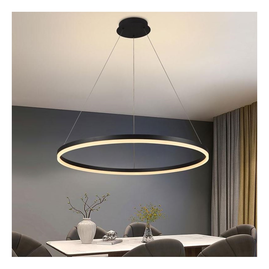 Brilagi - CIRCLE LED Dimmable Cable-Suspended Pendant LED/55W/230V 3000-6500K dia. 80 cm Black + Remote Control