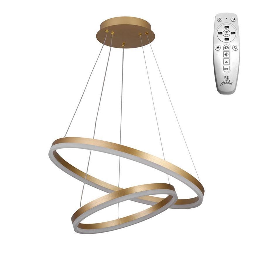 Brilagi - LED Dimmable Cable Pendant CIRCLE LED/70W/230V 3000-6500K Ø 60 cm gold + remote control