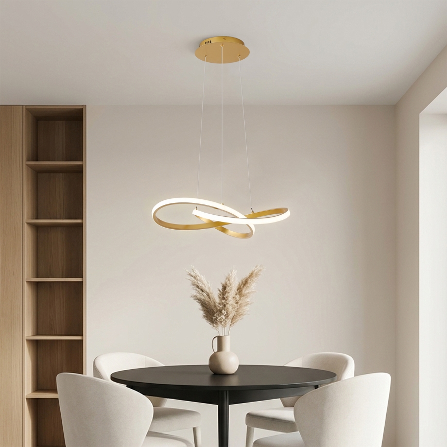 BRILAGI - INFINITY LED Dimmable Cable Pendant Light, 55W/230V, 3000-6000K, 50x50 cm, Gold + Remote Control