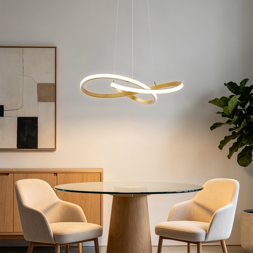 BRILAGI - INFINITY LED Dimmable Cable Pendant Light, 55W/230V, 3000-6000K, 50x50 cm, Gold + Remote Control
