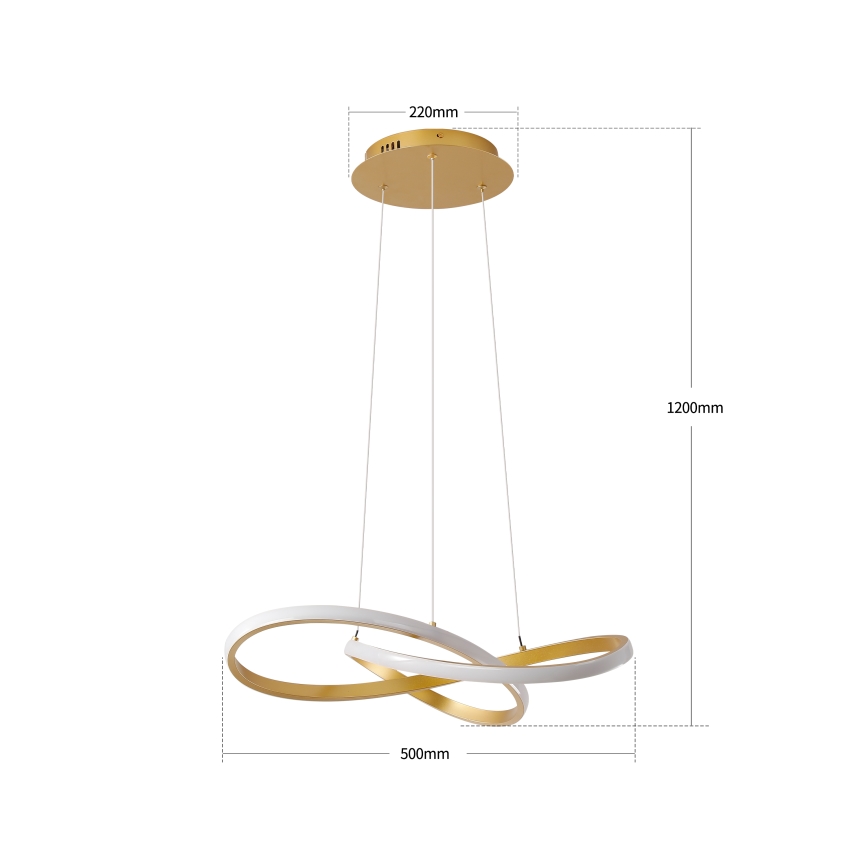 Brilagi - INFINITY LED Dimmable Cable Pendant Light, 55W/230V, 3000-6000K, 50x50 cm, Gold + Remote Control