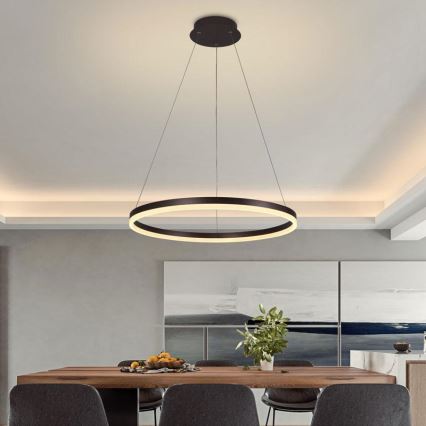 Brilagi - LED Dimmable pendant on cable CIRCLE LED/42W/230V 3000-6500K Ø 60 cm brown + remote control