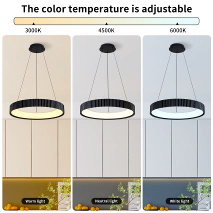 Brilagi - LED Dimmable cable pendant light FALCON MODERN LED/54W/230V 3000-6500K 60 cm diameter Black + Remote Control