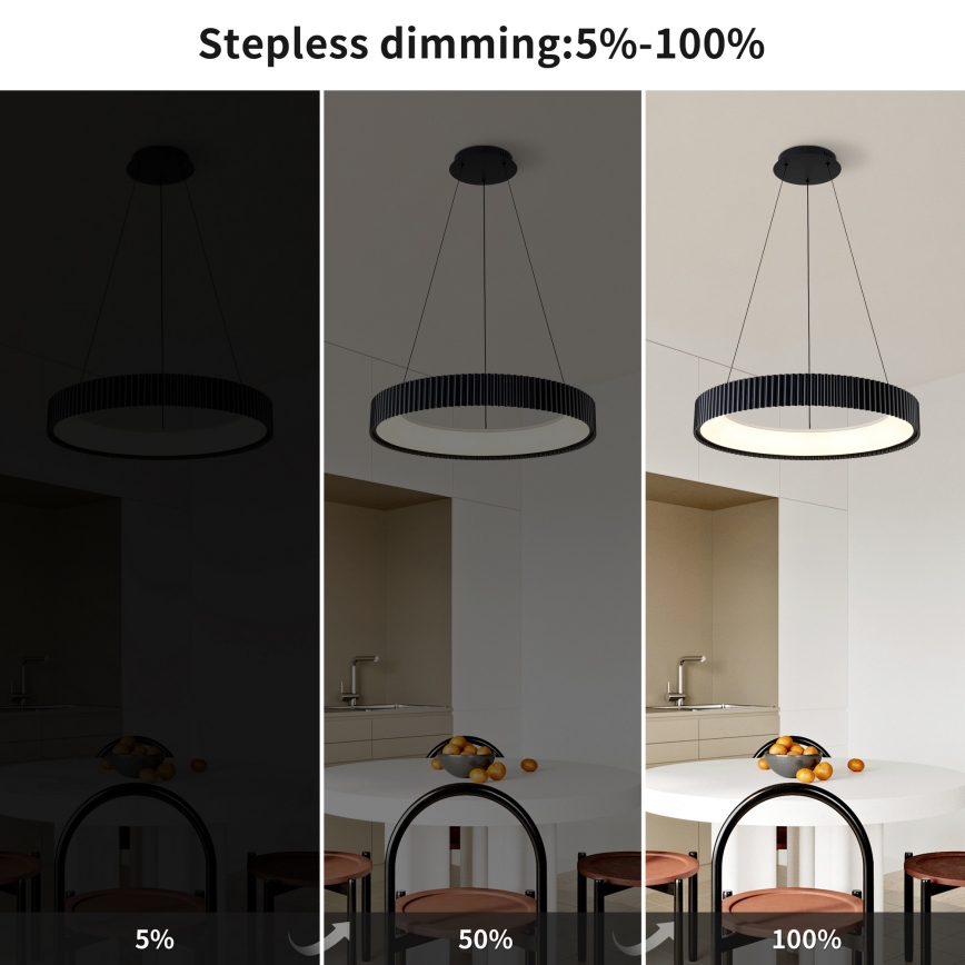 Brilagi - LED Dimmable cable pendant light FALCON MODERN LED/54W/230V 3000-6500K 60 cm diameter Black + Remote Control
