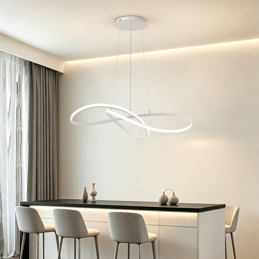 Brilagi - INFINITY LED Dimmable Cable Pendant Light LED/80W/230V 3000–6000K 80×80 cm White + Remote Control