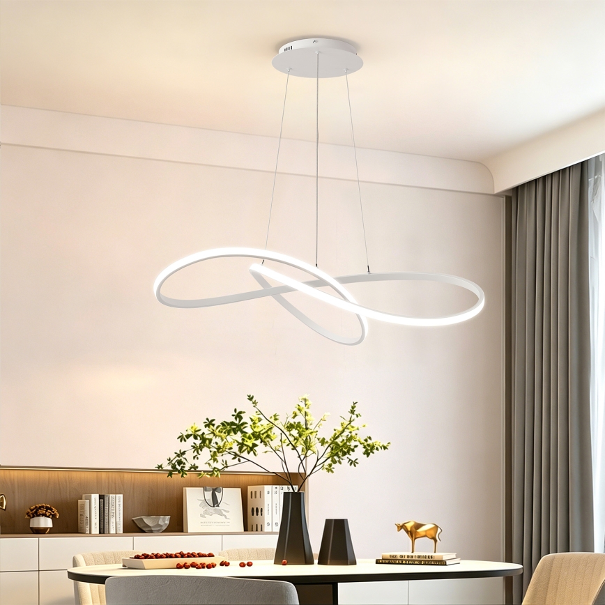 Brilagi - INFINITY LED Dimmable Cable Pendant Light LED/80W/230V 3000–6000K 80×80 cm White + Remote Control