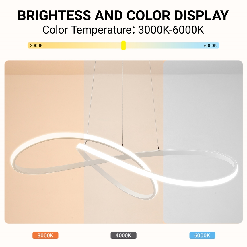 Brilagi - INFINITY LED Dimmable Cable Pendant Light LED/80W/230V 3000–6000K 80×80 cm White + Remote Control