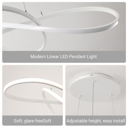 Brilagi - INFINITY LED Dimmable Cable Pendant Light LED/80W/230V 3000–6000K 80×80 cm White + Remote Control