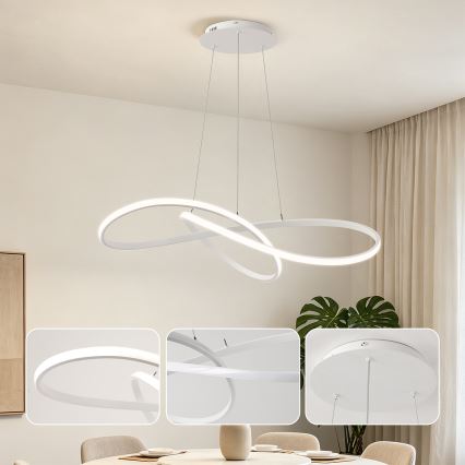 Brilagi - INFINITY LED Dimmable Cable Pendant Light LED/80W/230V 3000–6000K 80×80 cm White + Remote Control