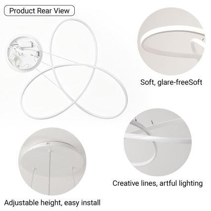 Brilagi - INFINITY LED Dimmable Cable Pendant Light LED/80W/230V 3000–6000K 80×80 cm White + Remote Control