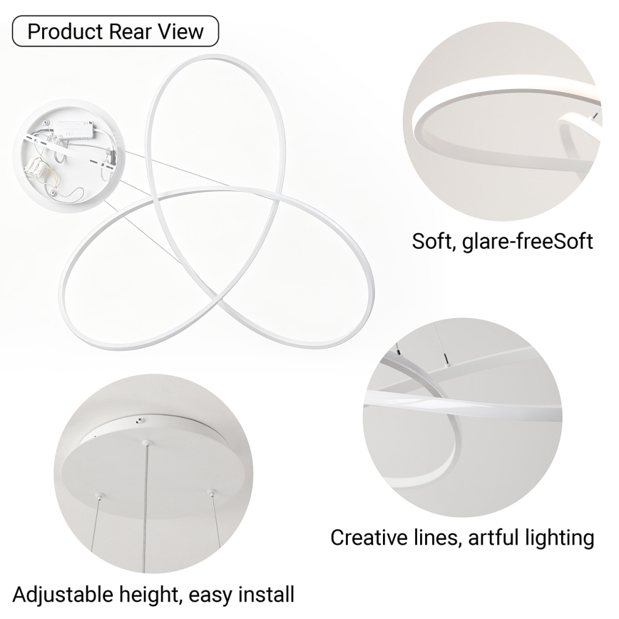 Brilagi - INFINITY LED Dimmable Cable Pendant Light LED/80W/230V 3000–6000K 80×80 cm White + Remote Control