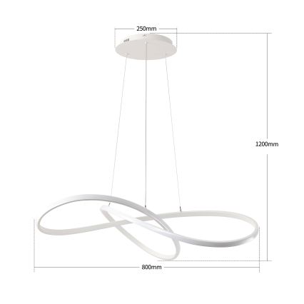 Brilagi - INFINITY LED Dimmable Cable Pendant Light LED/80W/230V 3000–6000K 80×80 cm White + Remote Control