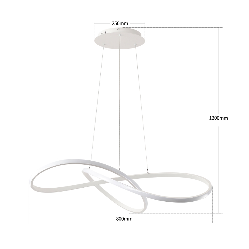 Brilagi - INFINITY LED Dimmable Cable Pendant Light LED/80W/230V 3000–6000K 80×80 cm White + Remote Control