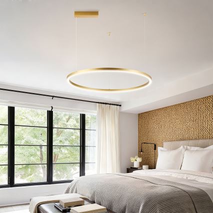 Brilagi - PORTOFINO Dimmable LED Cable-Hung Chandelier LED/60W/230V 3000-6000K dia. 80 cm Gold + Remote Control