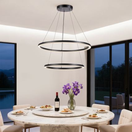 Brilagi - PORTOFINO LED dimmable cable pendant light LED/98W/230V 3000-6000K diam. 80 cm black + remote control