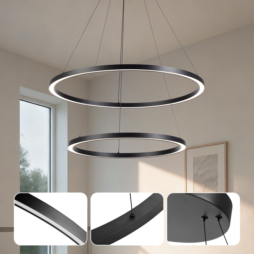 Brilagi - PORTOFINO LED dimmable cable pendant light LED/98W/230V 3000-6000K diam. 80 cm black + remote control