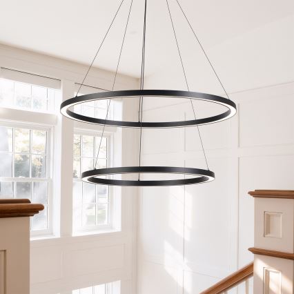 Brilagi - PORTOFINO LED dimmable cable pendant light LED/98W/230V 3000-6000K diam. 80 cm black + remote control