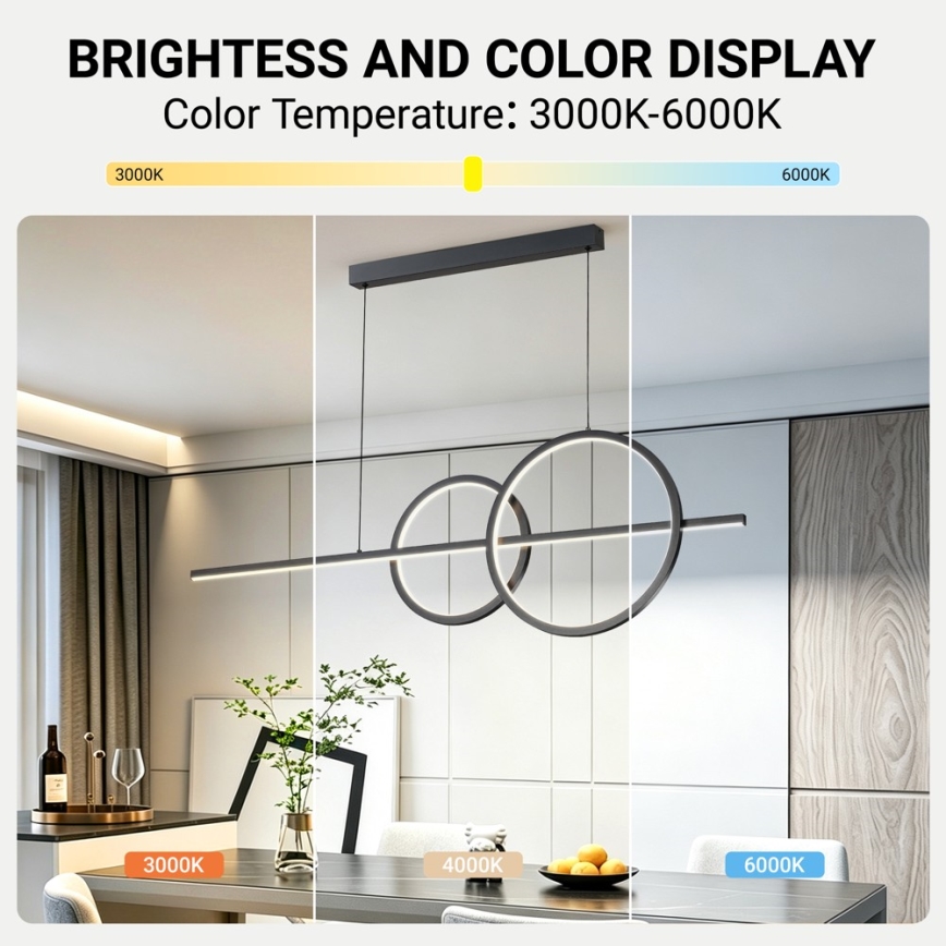 BRILAGI - LED Dimmable pendant light on cable SIGNATURE LED/53W/230V 3000-6000K 120 cm black + remote control