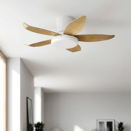 Brilagi - Dimmable LED Ceiling Fan LED/32W/230V 3000-6500K dia. 95 cm White/Brown + Remote Control