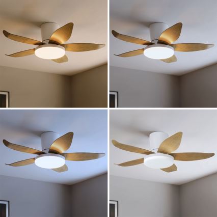 Brilagi - Dimmable LED Ceiling Fan LED/32W/230V 95 cm White/Brown + Remote Control