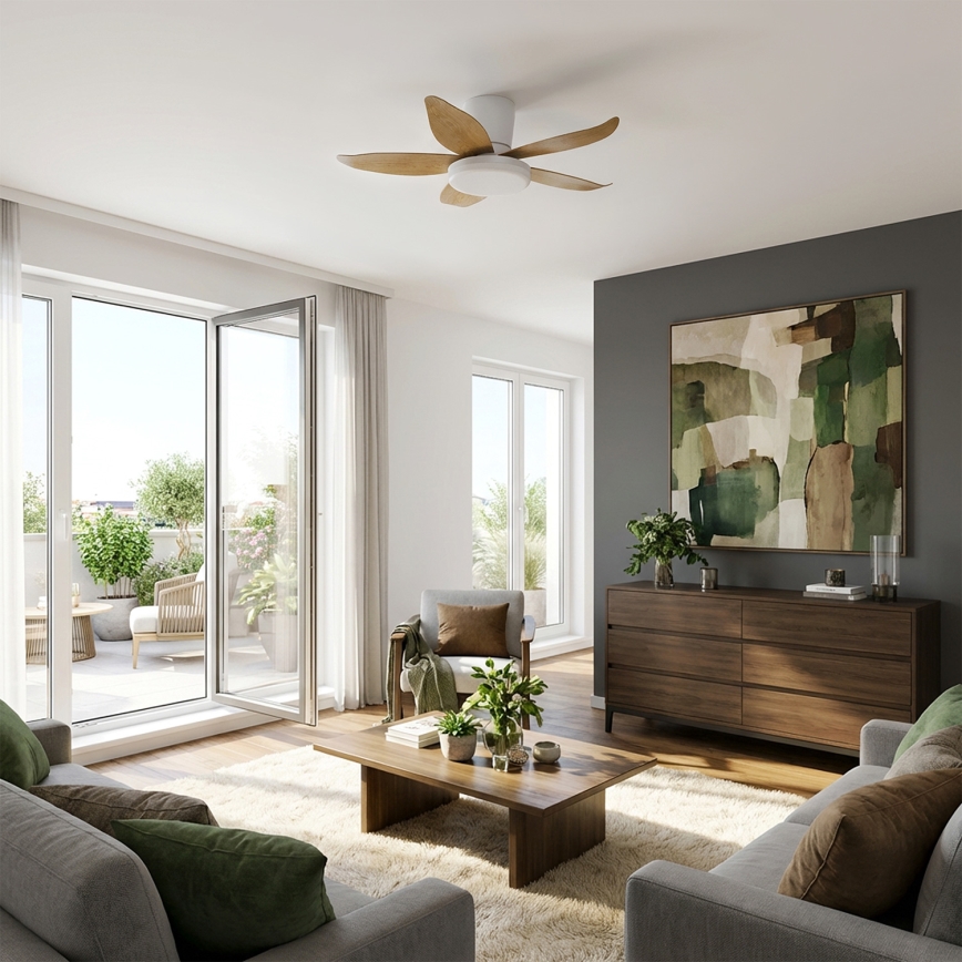 Brilagi - Dimmable LED Ceiling Fan LED/32W/230V 95 cm White/Brown + Remote Control