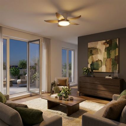 Brilagi - Dimmable LED Ceiling Fan LED/32W/230V 95 cm White/Brown + Remote Control